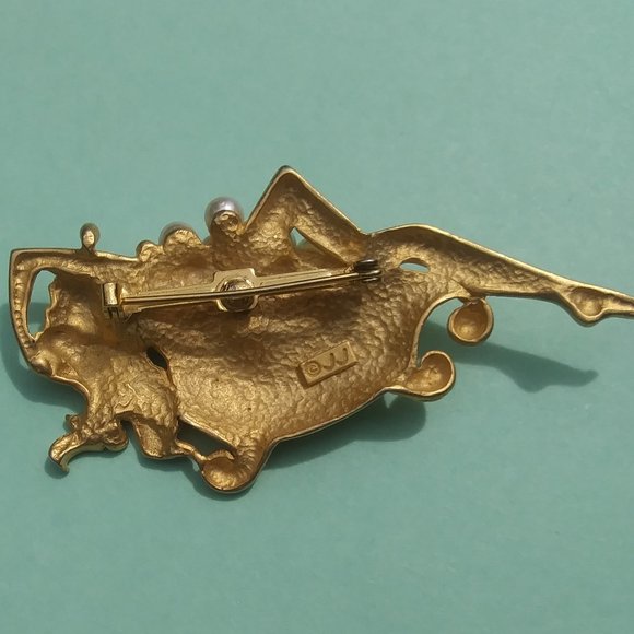 JJ Jonette Bathing Beauty Bubble Bath  Brooch Faux Pearls Bubbles Vintage - Picture 3 of 12